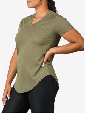 Cupio Olive V-Neck Pocket Short Sleeve Tee